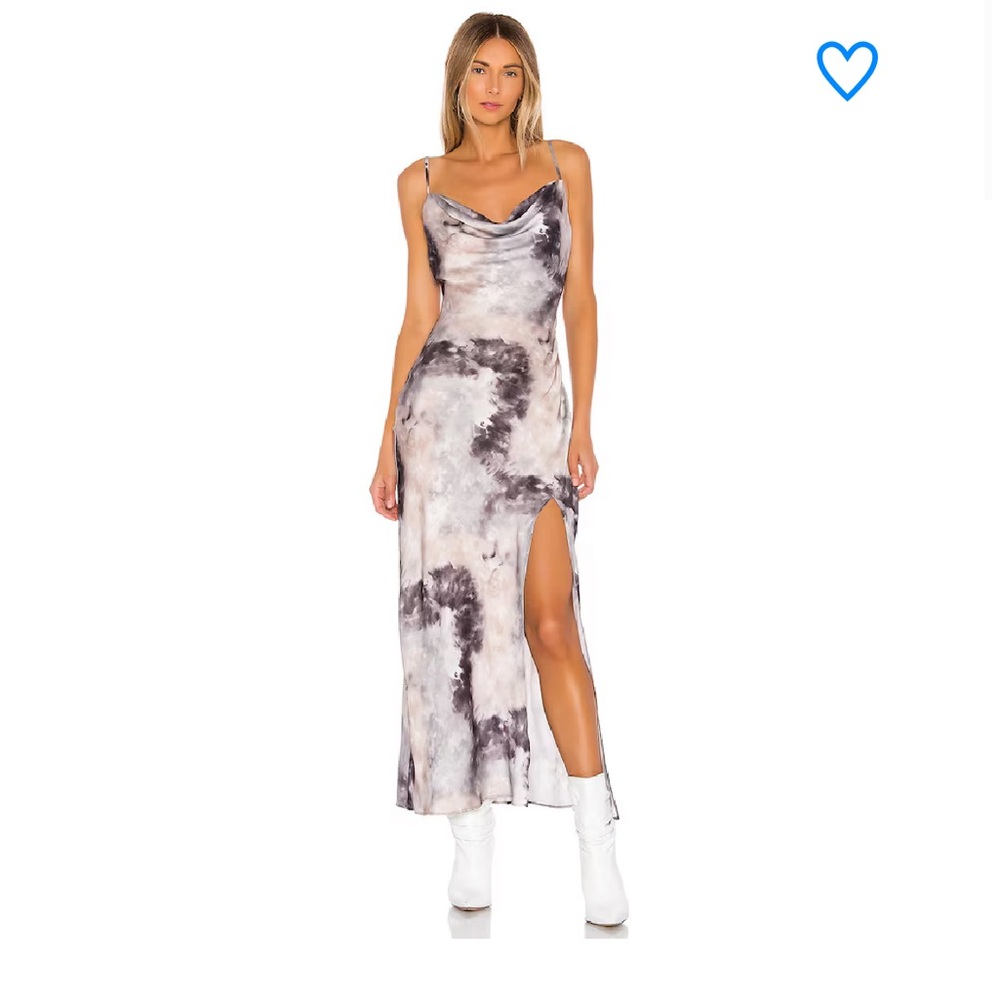 superdown Maxi Slip Dress in Purple and Charcoal Tie-Dye -